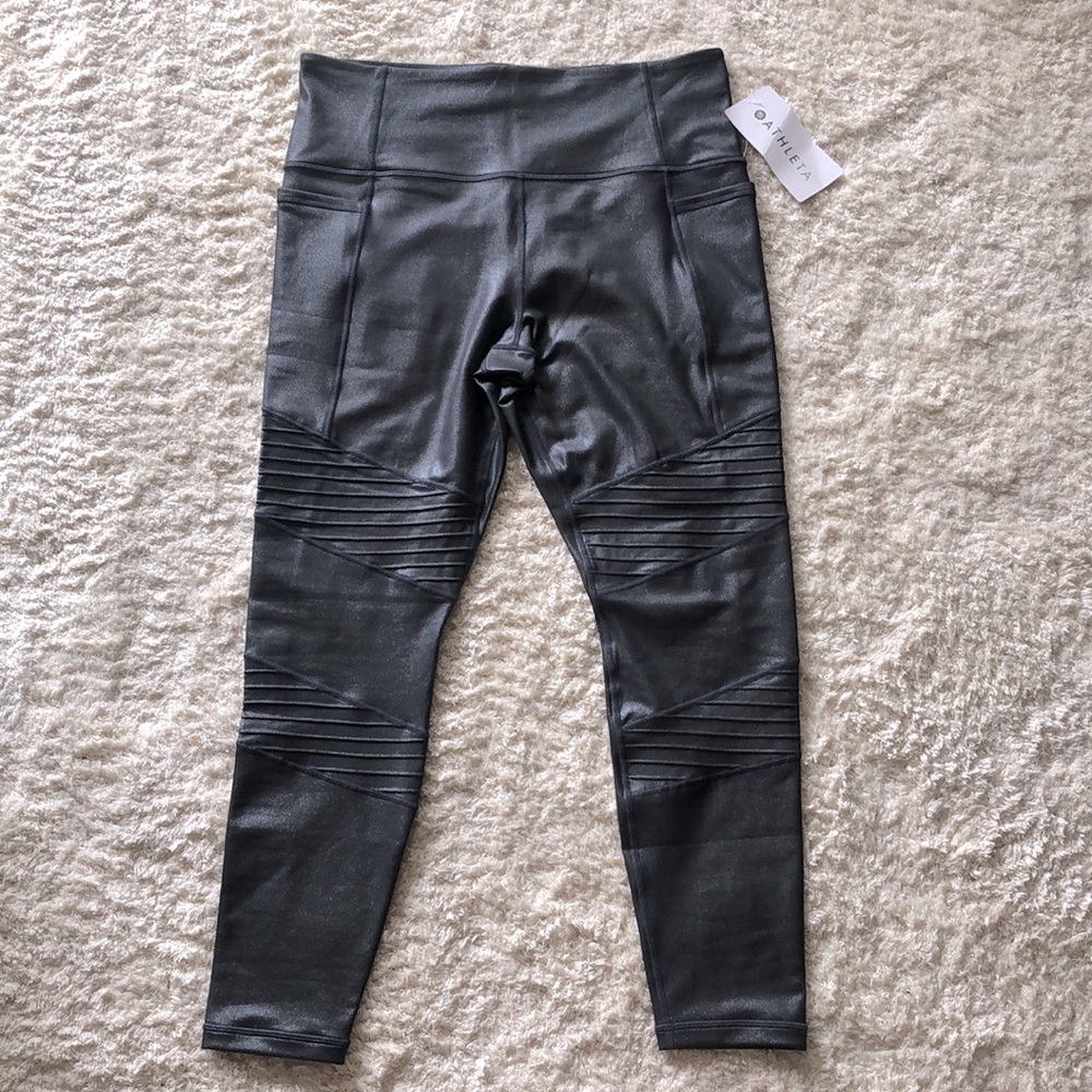 Athleta Inclination Shimmer Moto Tight, Lrg